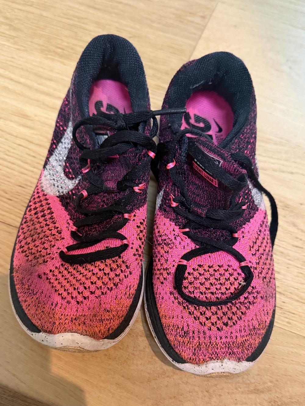 Nike Kids Pink and Black Knit Sneakers